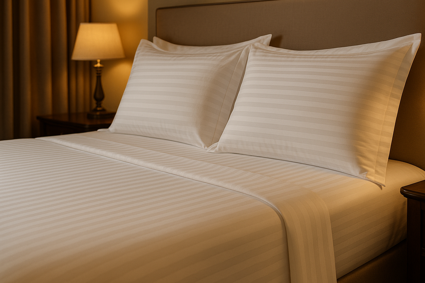 300TC White Striped Bedsheet Set