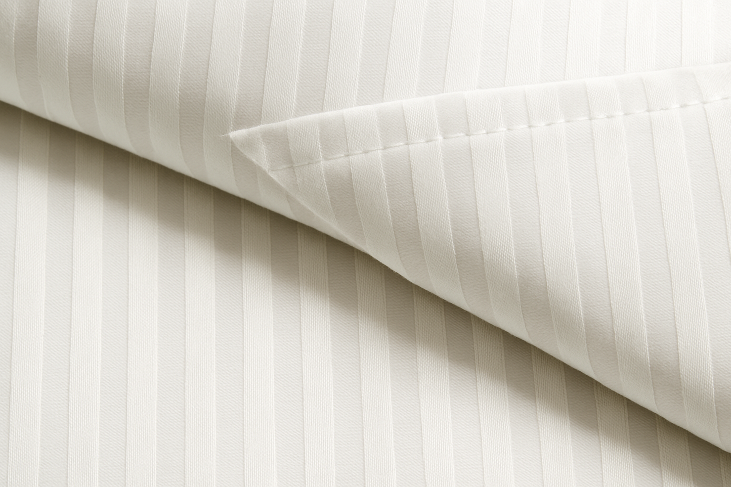 Close-up detail of 10mm striped bedsheet fabric