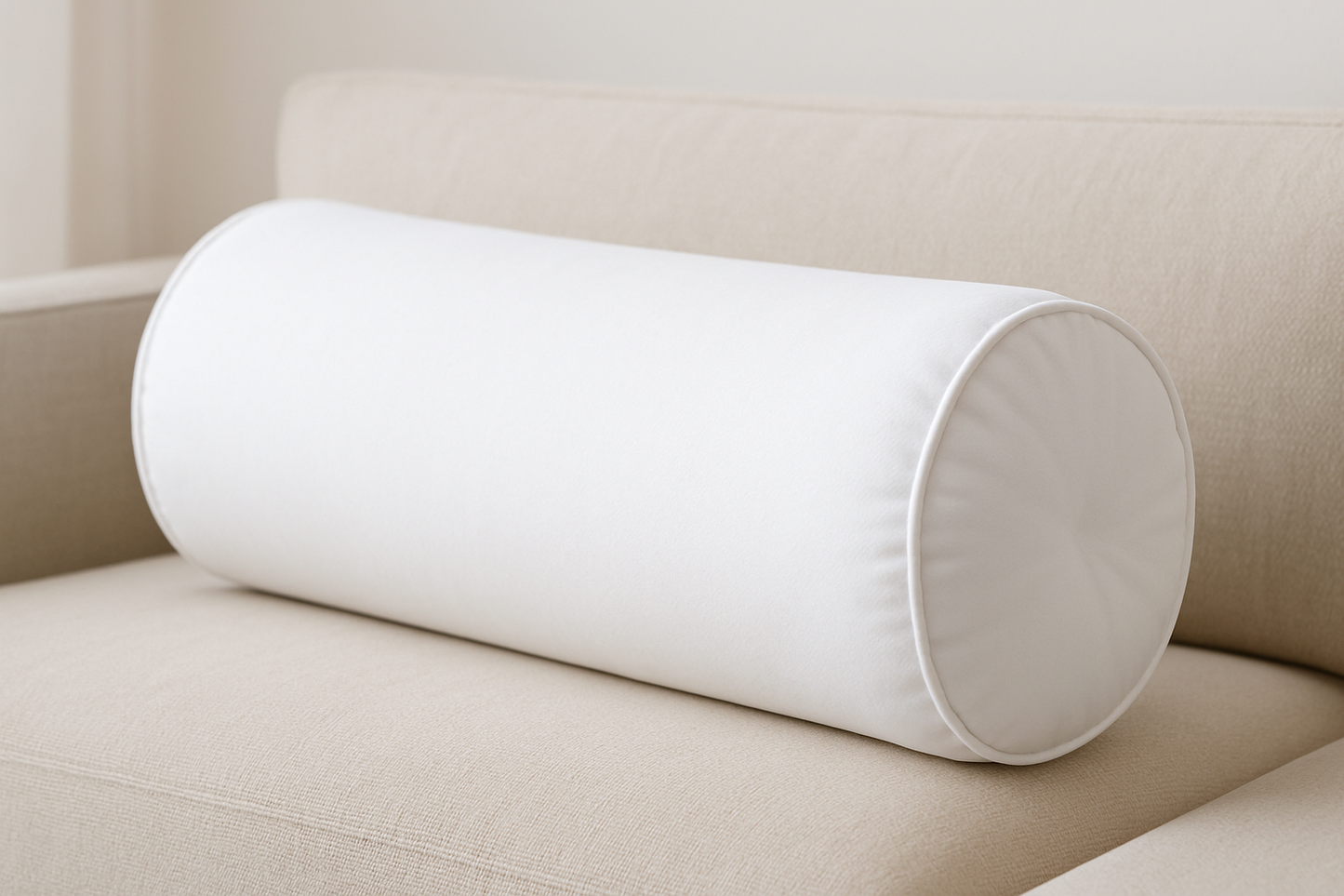 Premium White Bolster Cushion with Balanced Fullness