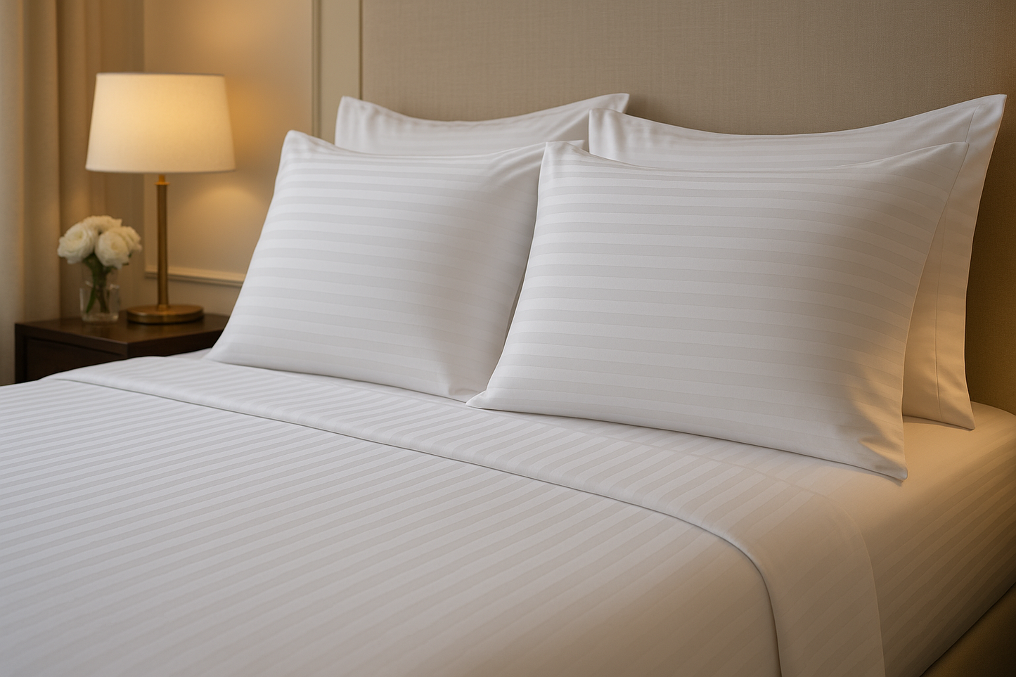 400TC White Striped Bedsheet Set