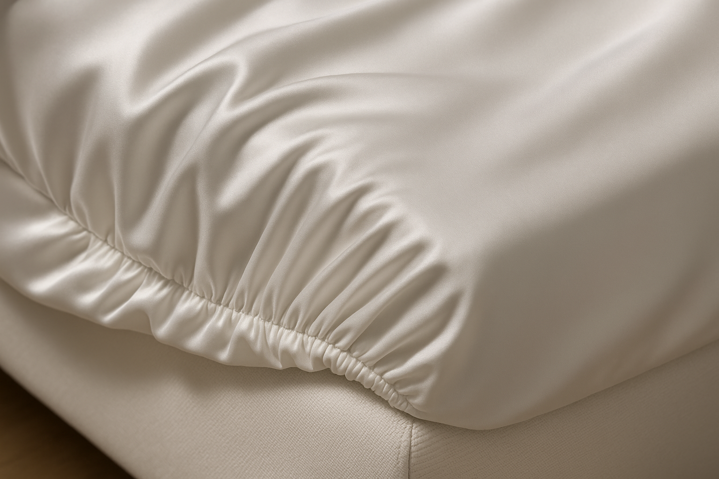 Close-up of satin weave elastic corner detail