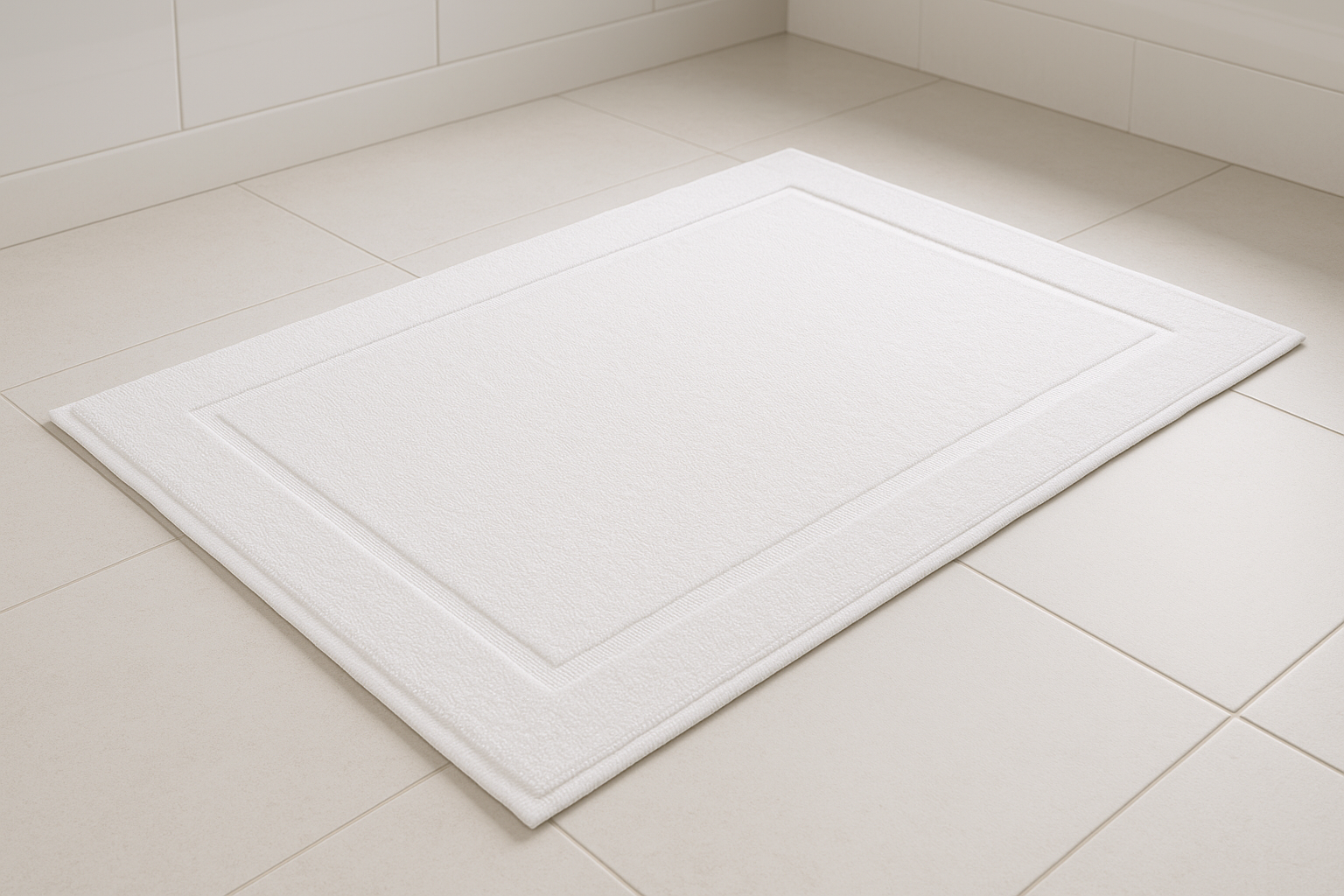 Hotel-Style White Towel Bath Mat