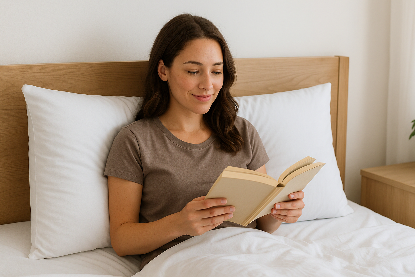 Person Using Correctly-Sized White Body Pillow While Reading