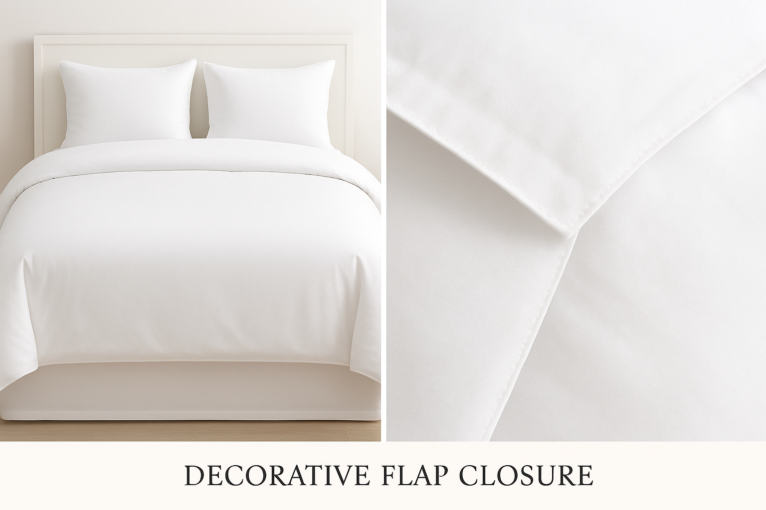 Plain White Duvet Cover with Decorative Flap Closure