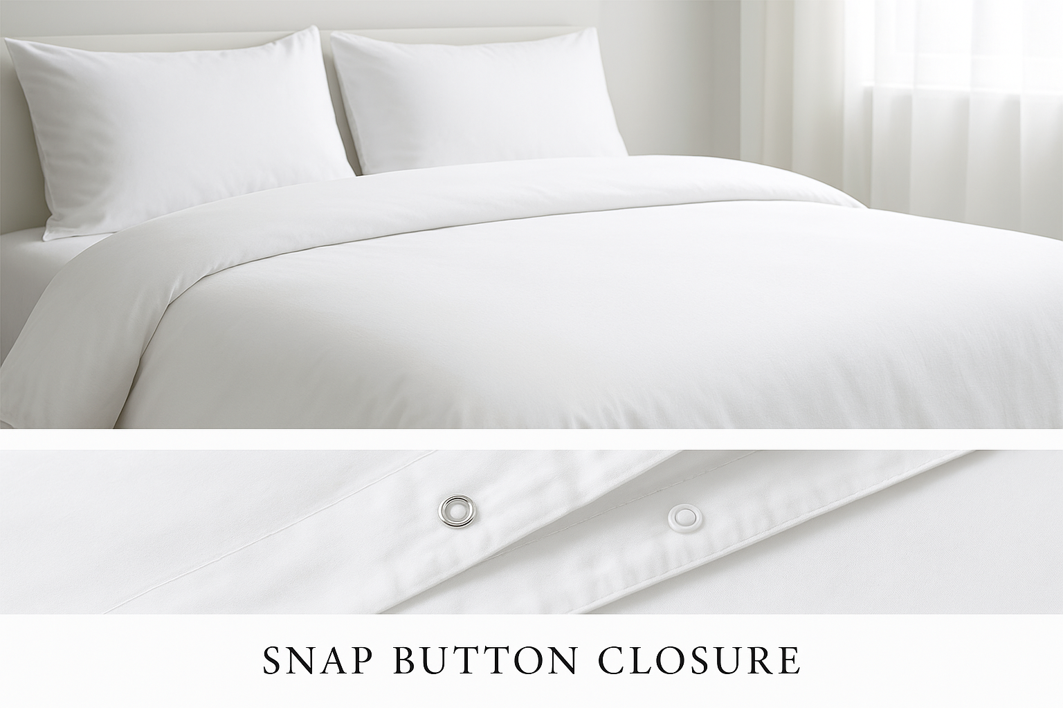 Plain White Duvet Cover with Snap Button Closure