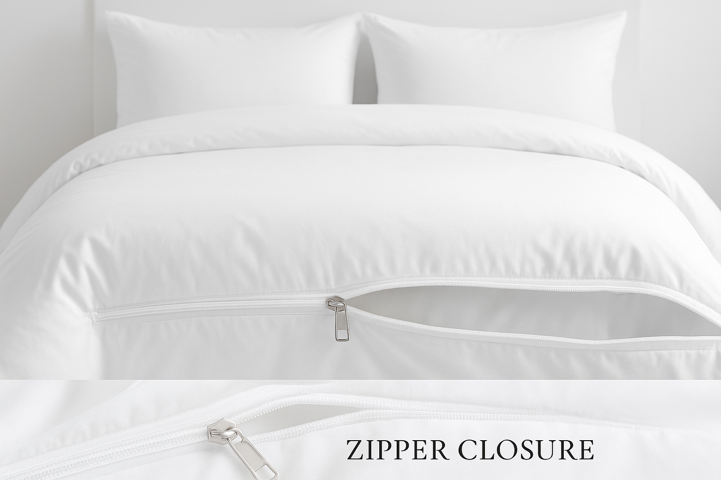 Plain White Duvet Cover with Zipper Closure