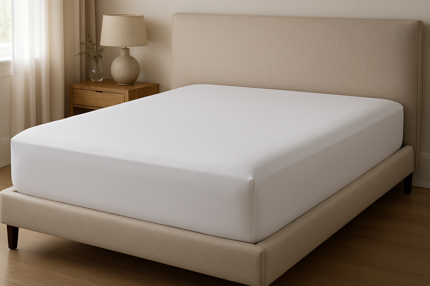 Premium fitted bedsheet on luxury bed